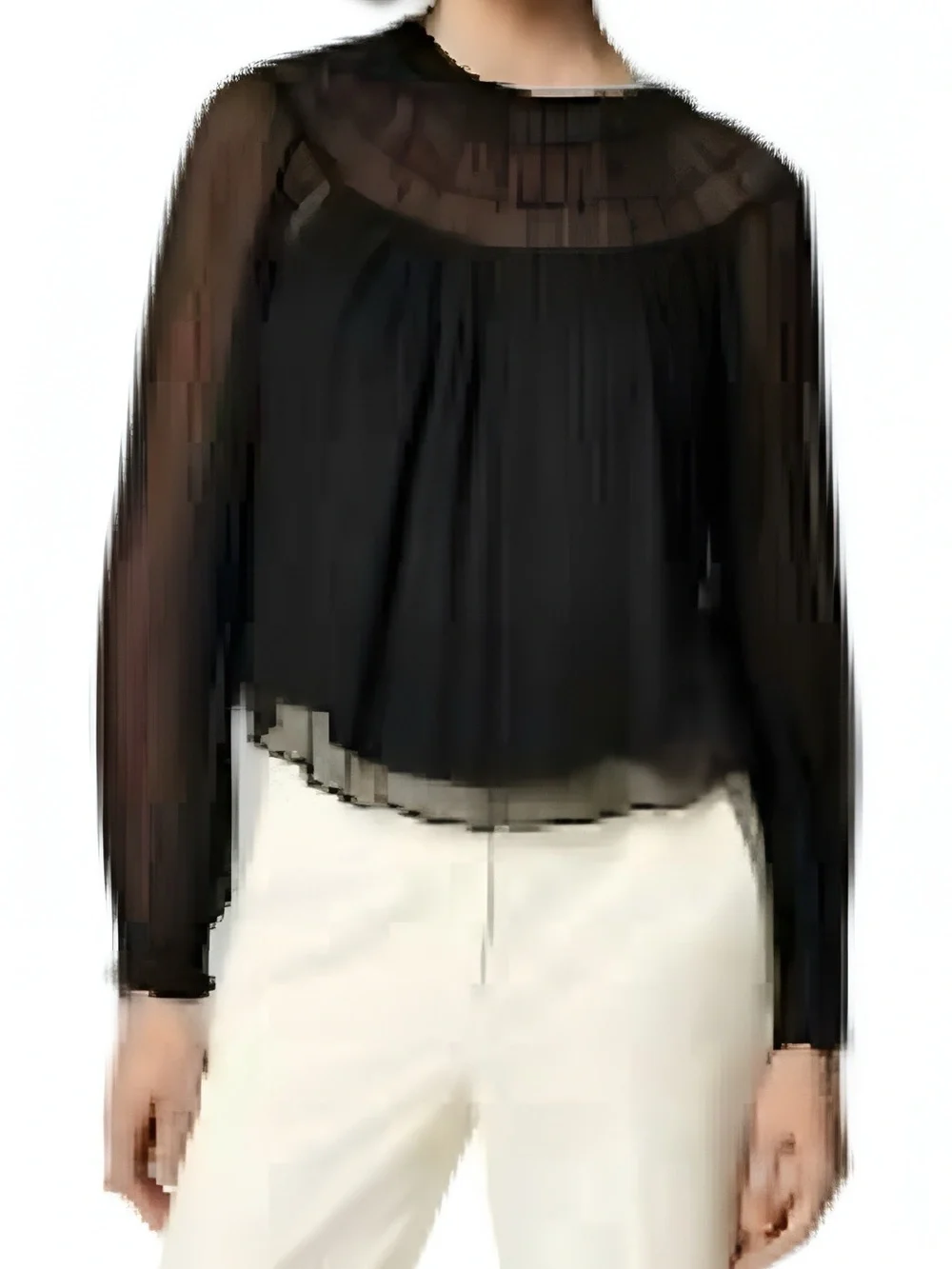 J.Crew Black Smocked Yoke Blouse Large NWT